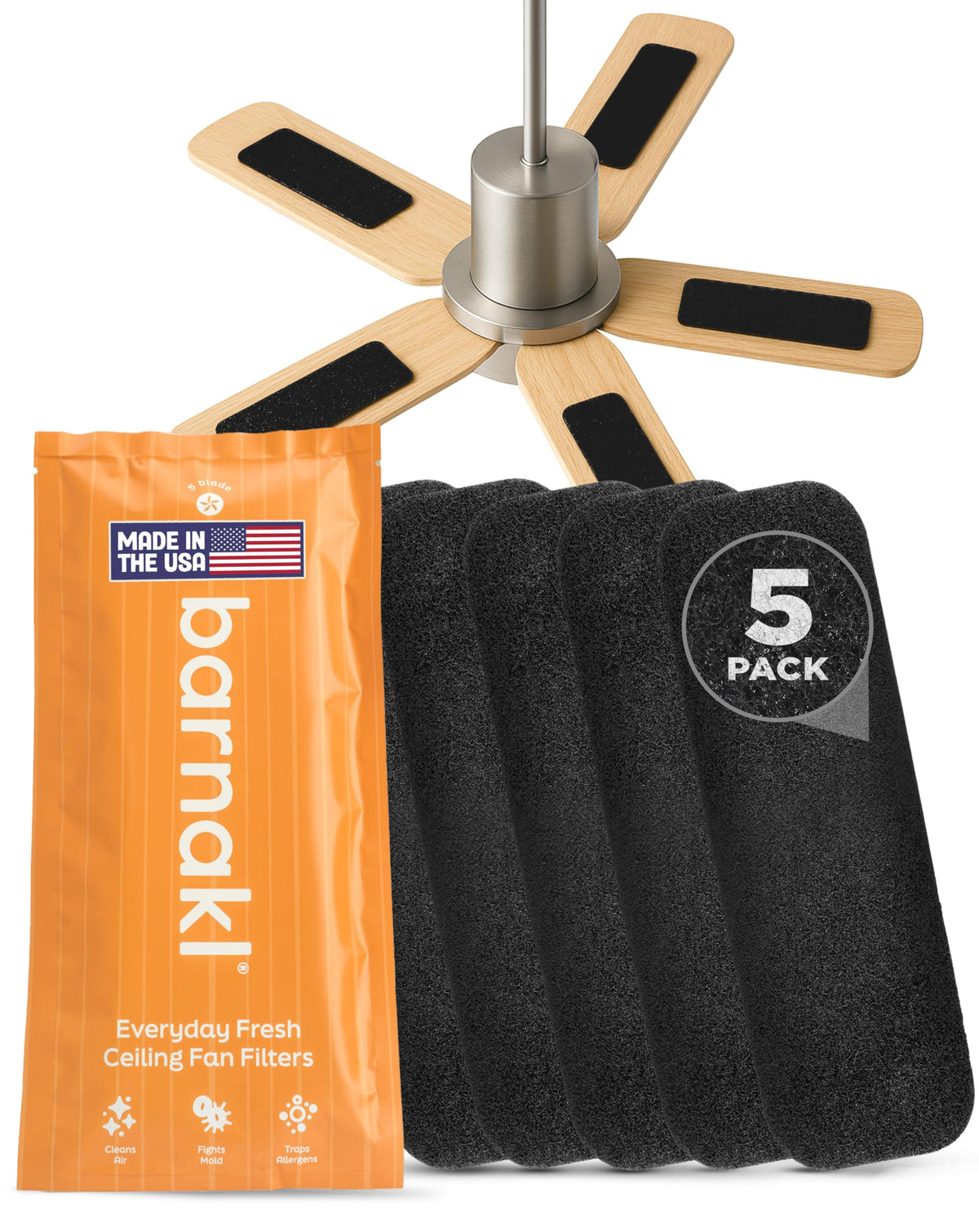 Barnakl Ceiling Fan Air Purifier Pads, Activated Coconut Shell Carbon ...
