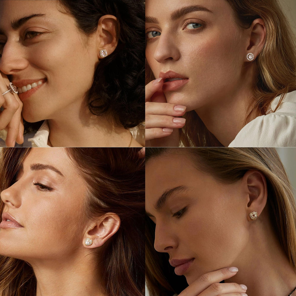 Sterling Silver 14K Gold Plated Celtic Heart Stud Earrings Set for Women