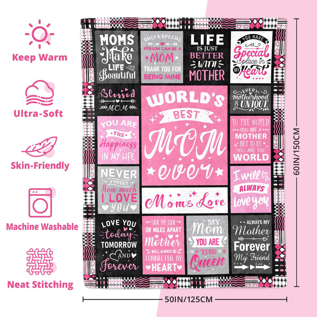 PVDSAVE Mom Birthday Gifts from Daughter, Best Mom Ever Blanket 50"x60"
