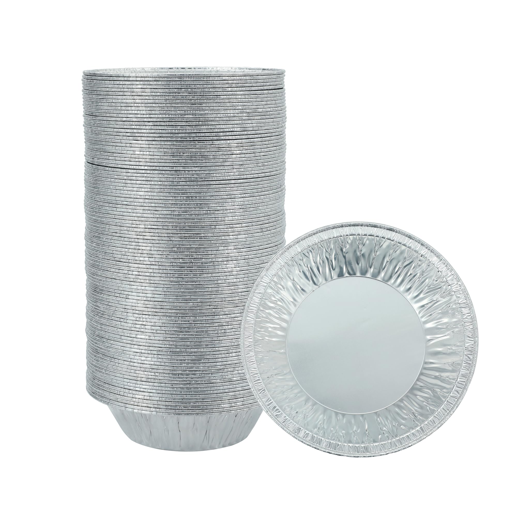Waytiffer Pie Pans (100 Pack) 5 inch HEAVY-DUTY Disposable Aluminum Foil pie/tart Pans for Baking Personal Mini Pies, Foil Pie Tin for Bakeries, Cafes,Easily Stack & Store, Freeze & Reheat