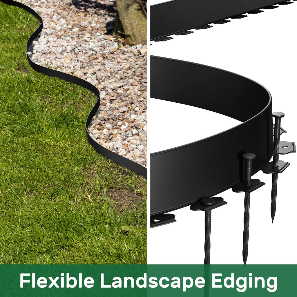 AGTEK Garden Edging 98FT Landscape Edging Kit 3 Inch Height with 60 Stakes