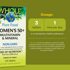 Natural Factors Whole Earth & Sea Women's 50+ Multivitamin & Mineral - Daily Multivitamin with Calcium, Selenium & More - Supports Bone & Brain Health - 120 Tablets (60 Servings)