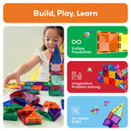 PicassoTiles 80 Pcs Magnetic Building Tiles Magnet Building Block Toys W/Car Diamond Educational Construction Playset Toy for STEM Sensory Gifts Kid Brain Development Stacking Blocks Construction Set