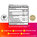 Megared Omega-3 Fish Oil + High Absorption Krill Oil 500mg Softgels, MegaRed Advanced 4in1 (80 count in a bottle) Concentrated Omega-3 Fish & Krill Oil Supplement