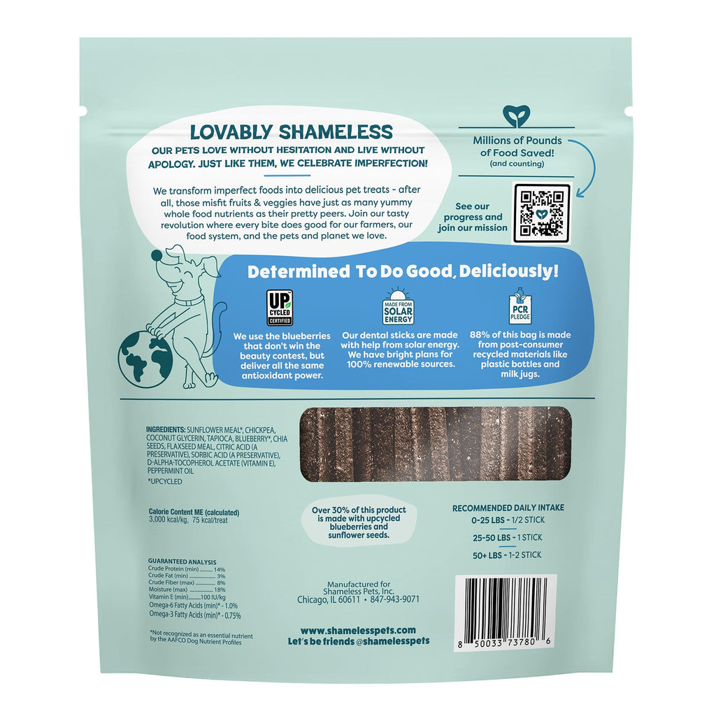 Shameless Pets Blueberry & Mint Dental Chews for Dogs, 32 Chews