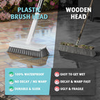 AIR U+ Concrete Scrub Brush, Long Handle, 7-Row Wire Bristles, Squeegee