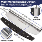16-Inch Pizza Cutter Rocker Blade, 304 Stainless Steel Slicer Knife, Silver