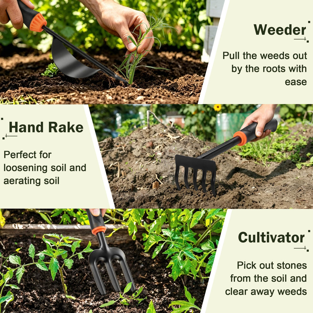 Joyfair Gardening Tools, 12 Pcs Garden Tool Set for Planting & Weeding