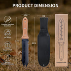 YANG Hori Hori Garden Knife, 7" Stainless Steel Gardening Knife with Oxford Cloth Sheath, Full Tang Beechwood Handle Garden Tool for Dividing Plants & Weeding, Forked Tip for Transplanting