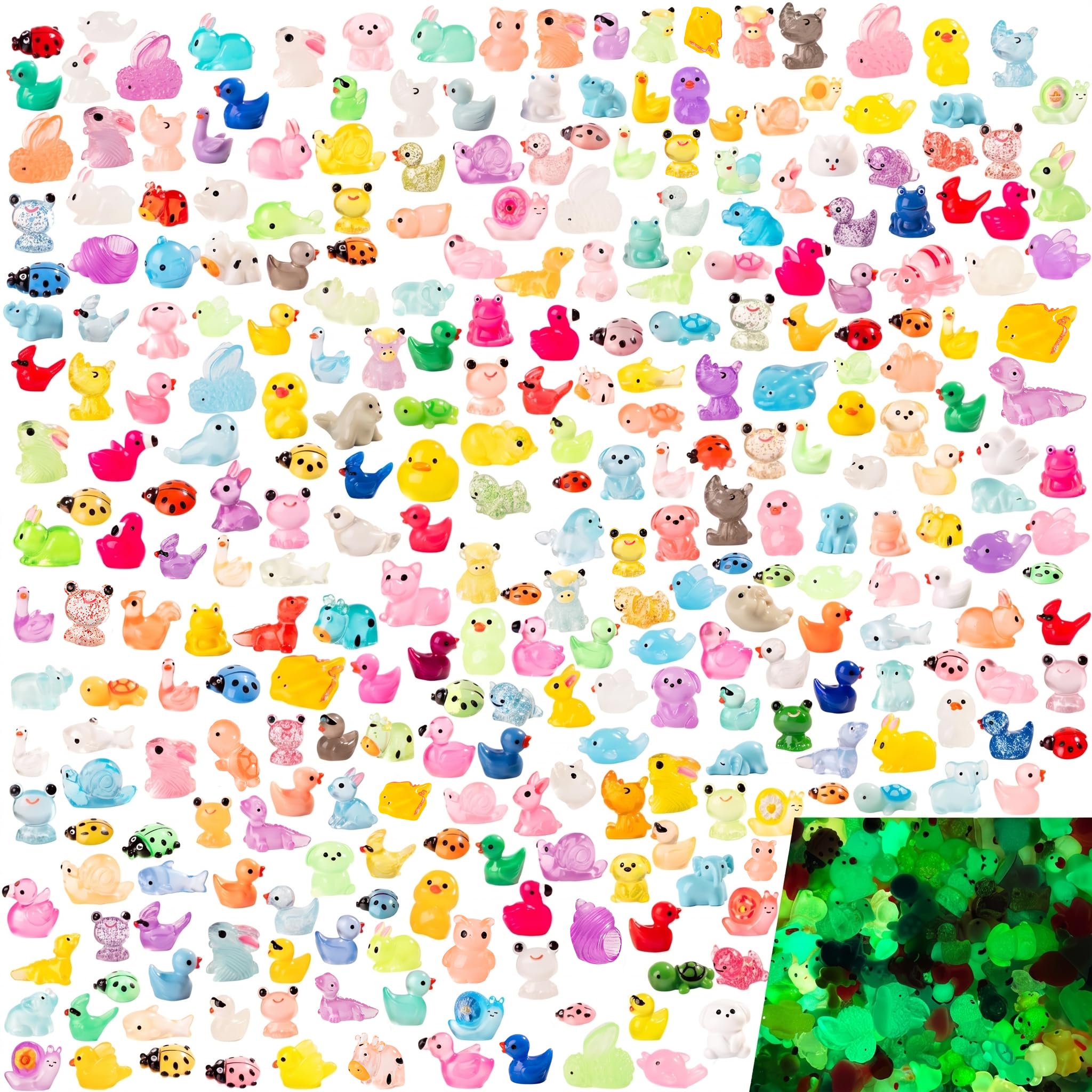Teenzee 300pcs Mini Resin Animals Many Styles Variety Tiny Animals Figures Miniature Little Small Animal Figurines Bulk for Micro Fairy Garden Landscape Accessories Hide Crafts Decor Aquarium