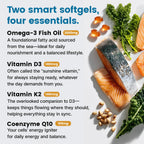 5-in-1 Fish Oil Omega 3 Supplements (2100mg) - Fish Oil with Vitamins D3 & K2 and CoQ10 - EPA DHA Omega 3 Supplement - Lemon Flavored Fatty Acid Supplements, Pack of 2
