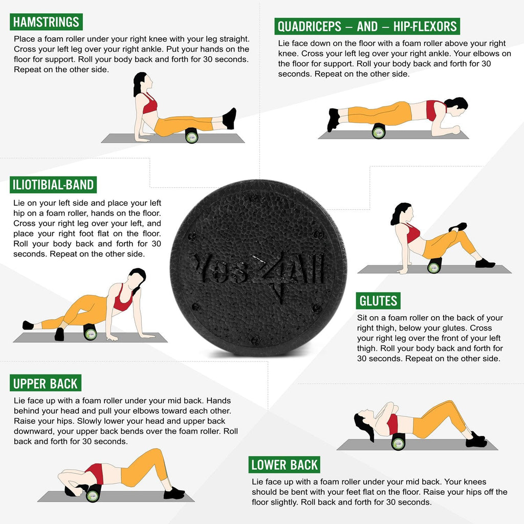 Yes4All EPP Exercise Foam Roller ��� Extra Firm High Density Foam Roller ��� Best for Flexibility and Rehab Exercises (12 inch, Black)