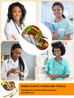 Floraltop 6 Pcs Satin Lined Scrub Caps Women Nurse Surgical Hat with Buttons Ponytail Working Adjustable Shower Caps Tie Back(African Style)