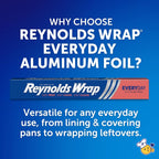 Reynolds Wrap Everyday Strength Aluminum Foil Roll, Freezer and Grill Safe, Great for Foil Packets and Home Cooking, 12 Inches Wide, 200 Total Sq. Ft.