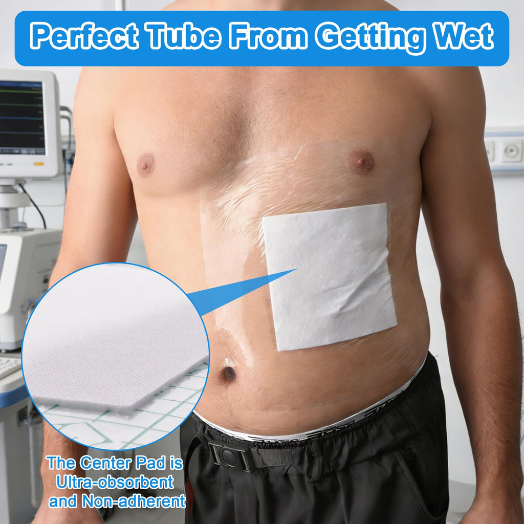 15Pcs 10.2"x10.2" Shower Shields Wound Cover, Large Waterproof Protector Bandage with Non-Stick Central Pad, Adhesive Dressing Film for Dialysis Catheter Post Surgical PICC Line