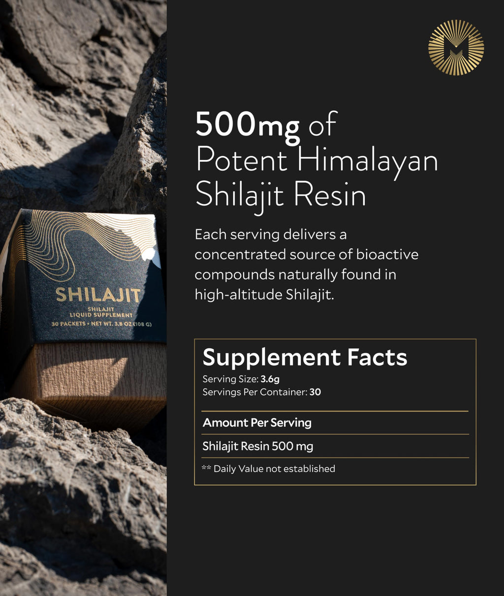 Manna Vitality Shilajit Resin Sachets | 500mg Himalayan Shilajit | 88% Fulvic Acid | Energy, Stamina, Mental Clarity, Hormonal Health & Vitality | 30 Count