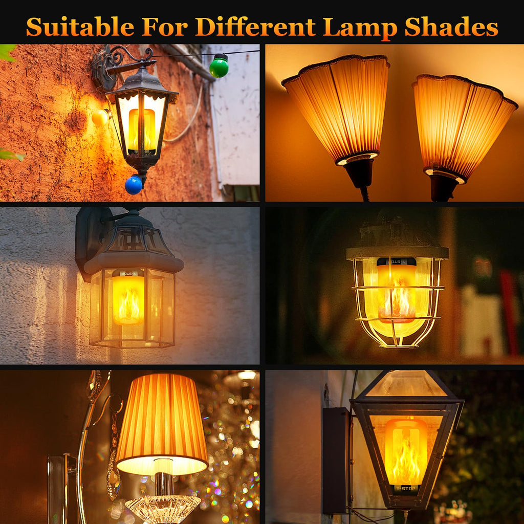 Y- STOP Upgraded Flame Light Bulbs, 4 Modes Flickering Light Bulb with Upside Down Effect, E26 Base Flame Bulb for Halloween Lights, Christmas Decorations Outdoor Indoor, Party Decor (4 Pack)