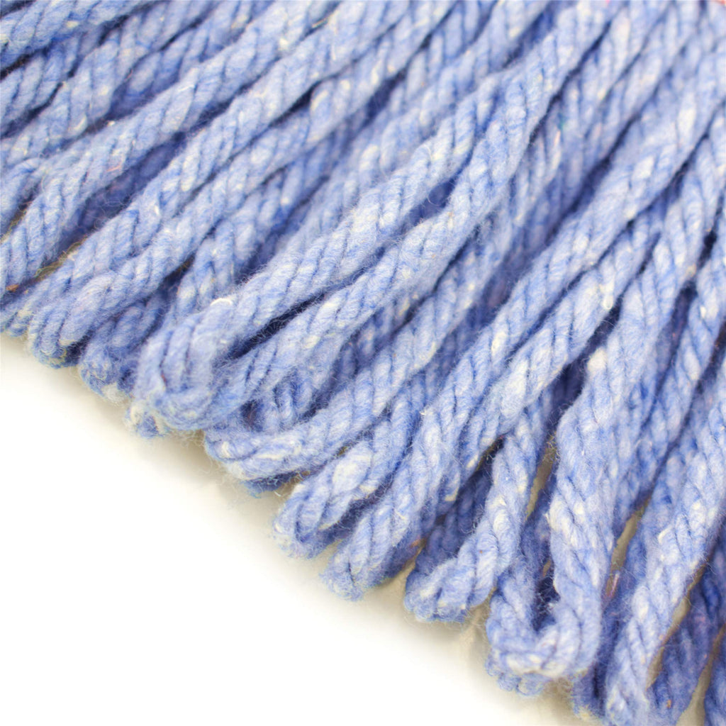 String Mop Heads Replacement Heavy Duty Commercial Grade Blue Cotton Looped End Wet Industrial Cleaning Mop Head Refills (6, Medium)
