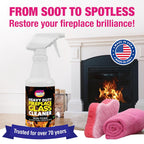 Quick 'n Brite Fireplace Glass Cleaner Kit – Heavy-Duty 16oz Cleaner with Scraper Tool, Melamine & Scrubber Sponges, Microfiber Towel – Glass, Wood Stove & Fireplace Door Cleaning - Made in the USA