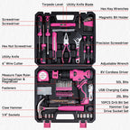 Drill Set for Women, 132 Piece Home Tool Set with 8V Cordless Drill, Tool Kit for Women & Men, Perfect for Homeowner, Diyer, Handyman