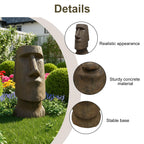 FlowLuxe 35.6" H Moai-Inspired Statue - Easter Island Head Sculpture for Indoor & Outdoor - Iconic Moai Design Statue for Garden Yard Patio Lawn Porch Decor