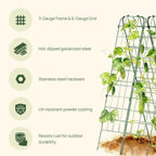 Vego Garden A-Frame Trellis Cucumber Cage for Garden & Pots, Rust-Resistant Tomato Stakes Heavy Gauge Plant Cage Trellis Support for Climbing Vegetables Plants 2 Pack