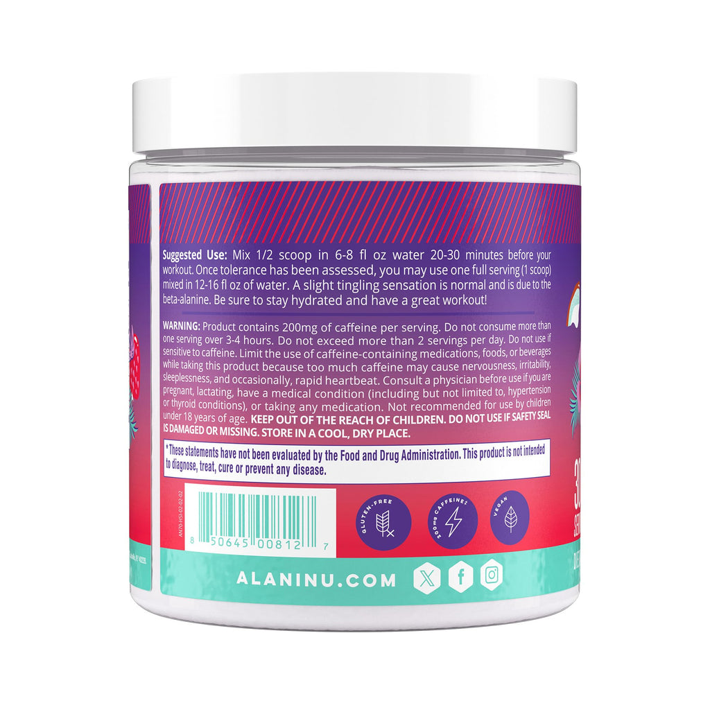 Alani Nu Pre Workout Powder Hawaiian Shaved ICE, Amino Energy Boost, Endurance Supplement, Sugar Free, 200mg Caffeine, L-Theanine, Beta-Alanine, L-Citrulline, 30 Servings