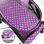 MoNiBloom 4 Wheels Pet Stroller, Easy-Fold Umbrella Shaped Dog Cat Jogger Stroller w/Storage Bag & Visible Mesh for Small/Medium Dogs Cats Purple Polka Dots