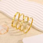 Camhanno Gold Bangle Bracelets for Women, 18K Gold Plated Stainless Steel Stackable Bangles, Non-Tarnish Trendy Jewelry, Ideal Gift for Birthday Anniversary