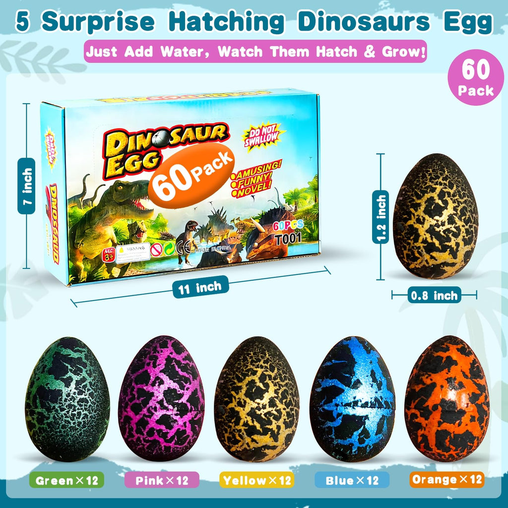 60 Pcs Hatching Dinosaur Eggs for Kids Birthday Gifts Party Favors Bulk