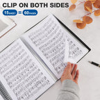 Sheet Music Folder 4 Pages Expand Piano Sheet Music Binder 30 Sleeves 60 Pages A4 Size Black Double Side Writable Choir Folder for Marching Band Piano Fits Letter Size (8.5x11in/216mmx279mm)