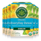 Traditional Medicinals Tea, Organic EveryDay Detox Dandelion - Supports Healthy Liver & Kidney Function, Detox - Kosher, Non-GMO, Caffeine-Free - 96 Tea Bags (6 Pack)