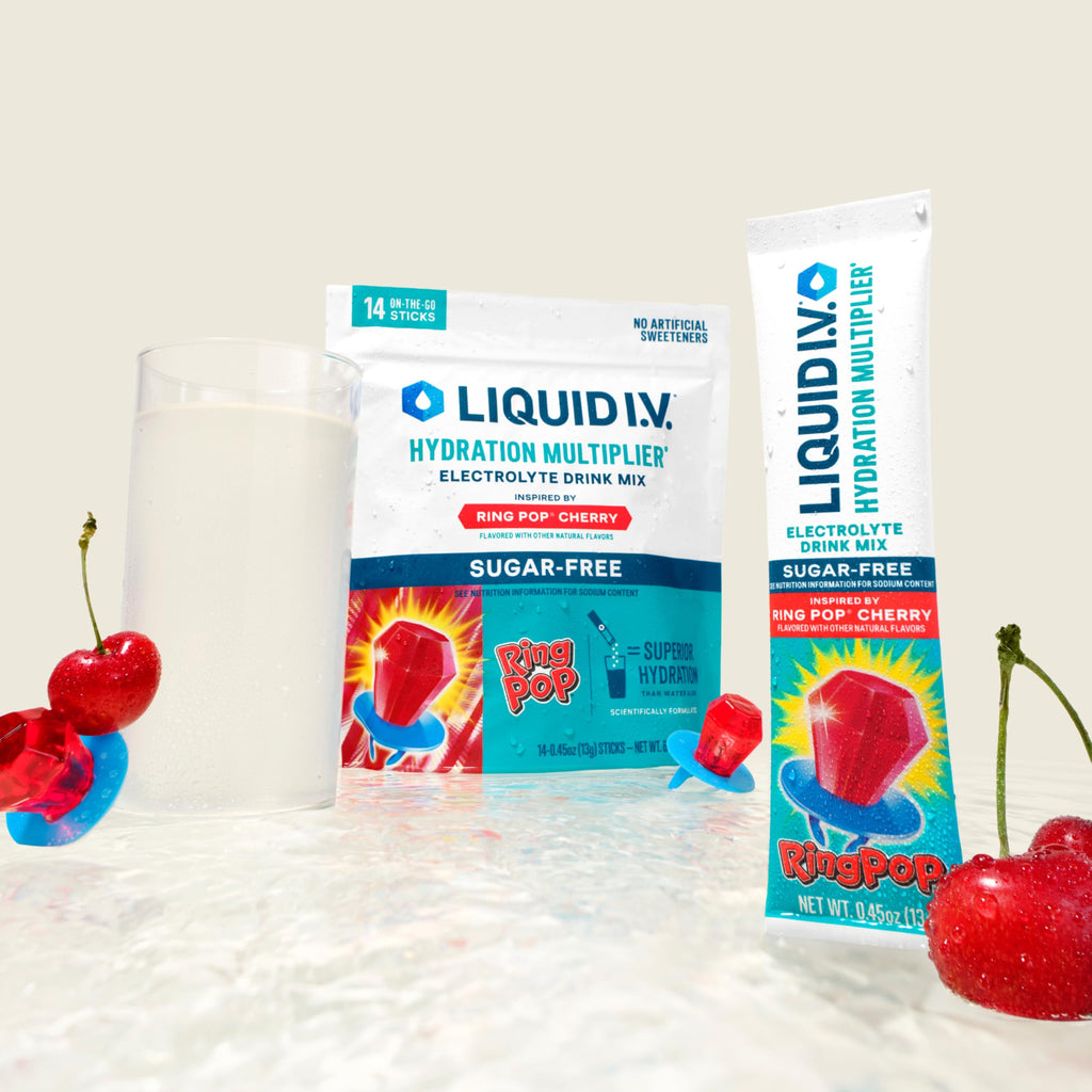 Liquid I.V.® Hydration Multiplie® Sugar-Free - Ring Pop Cherry | Electrolyte Powder Drink Mix | 1 Pack (14 Servings)