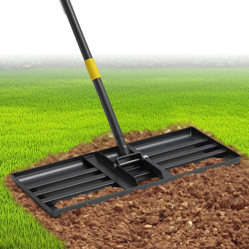Lawn Leveling Rake 30"x10" for Lawn Care - 72" Extendable Stainless Steel Handle with Ergonomic Grip | Professional Grass Leveling Tool for Golf Courses, Soccer Fields, Backyard Turf Maintenance