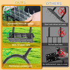 Aerator Lawn Tool - 2-in-1 Reinforced Heavy Duty Manual Lawn Aerator with 15 Spikes, Automatic Dirt and Leaf Clean Design, Adjustable T-Handle (Gloss Black)