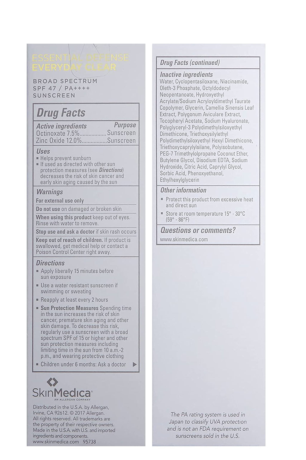 SkinMedica Essential Defense Everyday Clear SPF 47 Sunscreen for Face - This Lightweight, Facial Sunscreen is Ideal for Oily and/or Combination Skin, 1.85 Oz