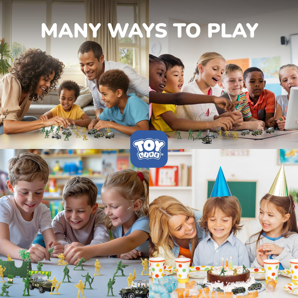 TOY Life Army Men Action Figures Toys Plastic, Toy Soldiers for Boys with Helicopter, Green Military Playset