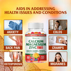 BionerLab Calcium Magnesium Zinc Gummies with Vitamin D3 & K2 - High Potency Enhanced Absorption - Orange and Berry Flavored