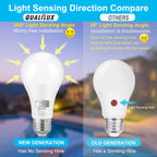 Qualilux Dusk to Dawn Light Bulbs 4000K Cool White (Neutral White), 850LM, 60W Equivalent, LED 9.5W, A19, E26 Base, 4-Pack, HQ-H014