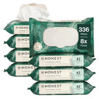 The Honest Company Flushable Wipes for Sensitive Skin, Hypoallergenic, Fragrance-Free, Tropical Leaves Design, 336 Count (4 Packs of 84)