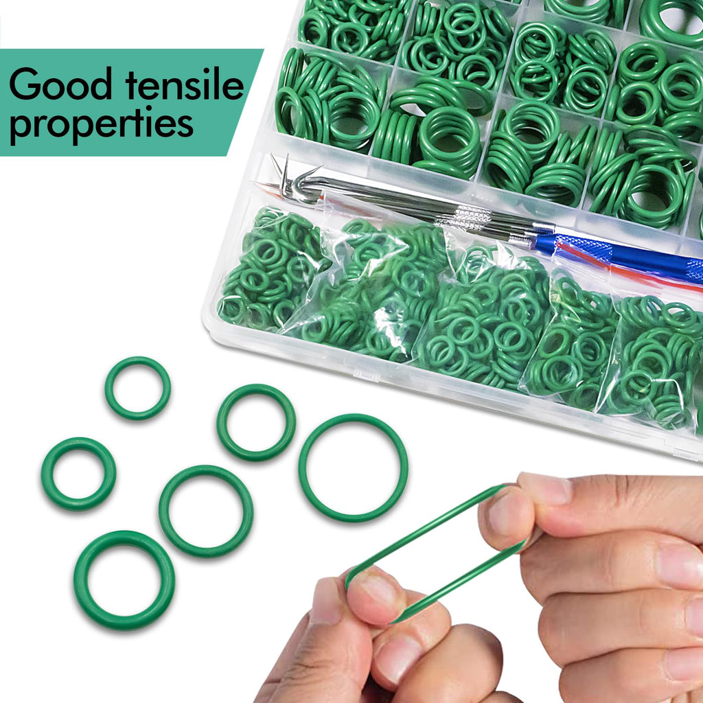 XBVV 595 Pcs Metric and SAE Air Conditioning O-Ring Kit for Automotive A/C, Compressor and Professional Faucet Plumbing Seal O Rings Repair with O-Ring Picks,Resist Oil and Heat