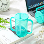 Sliner Adult Sippy Cups for Elderly 12 oz Straw Sippy Cups with 2 Handles No Spill for Adults Spill Proof Dysphagia Cup for Disabled Patients (Blue)
