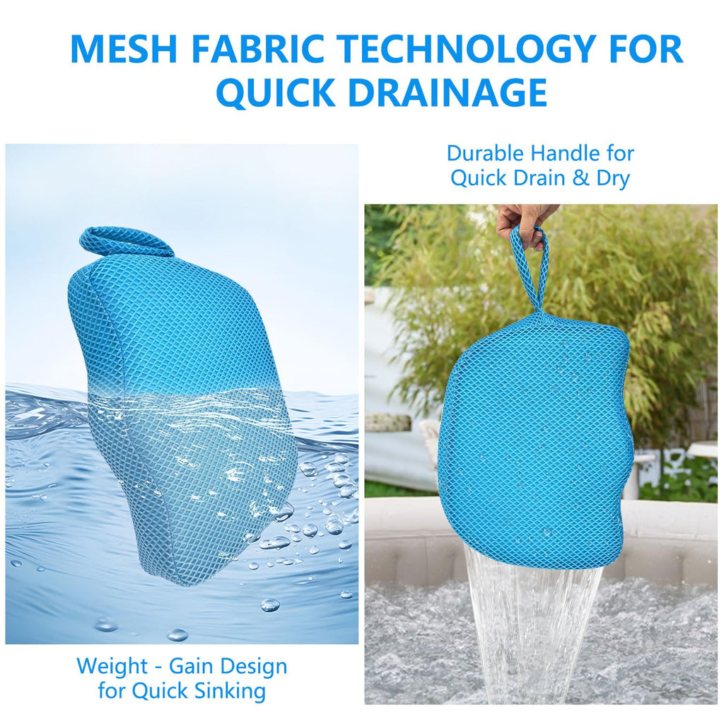 REEZEIVI Hot Tub Booster Seat for Adults,5 Inch Thick SPA Cushion,Weighted Hot Tub Cushion with Non-Slip Bottom,Quick Dry Spa seat,Washable 3D Mesh,Inflatable Hot Tub,Pool, Bathtub (Bue)