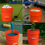 MKS Plastics 3.5-Gallon Bucket with Airtight Lid – Made in USA, Food Grade BPA Free Plastic, Heavy Duty Multi-Use, Metal Handle with Grip, Stackable Storage – Orange, 1 Pack