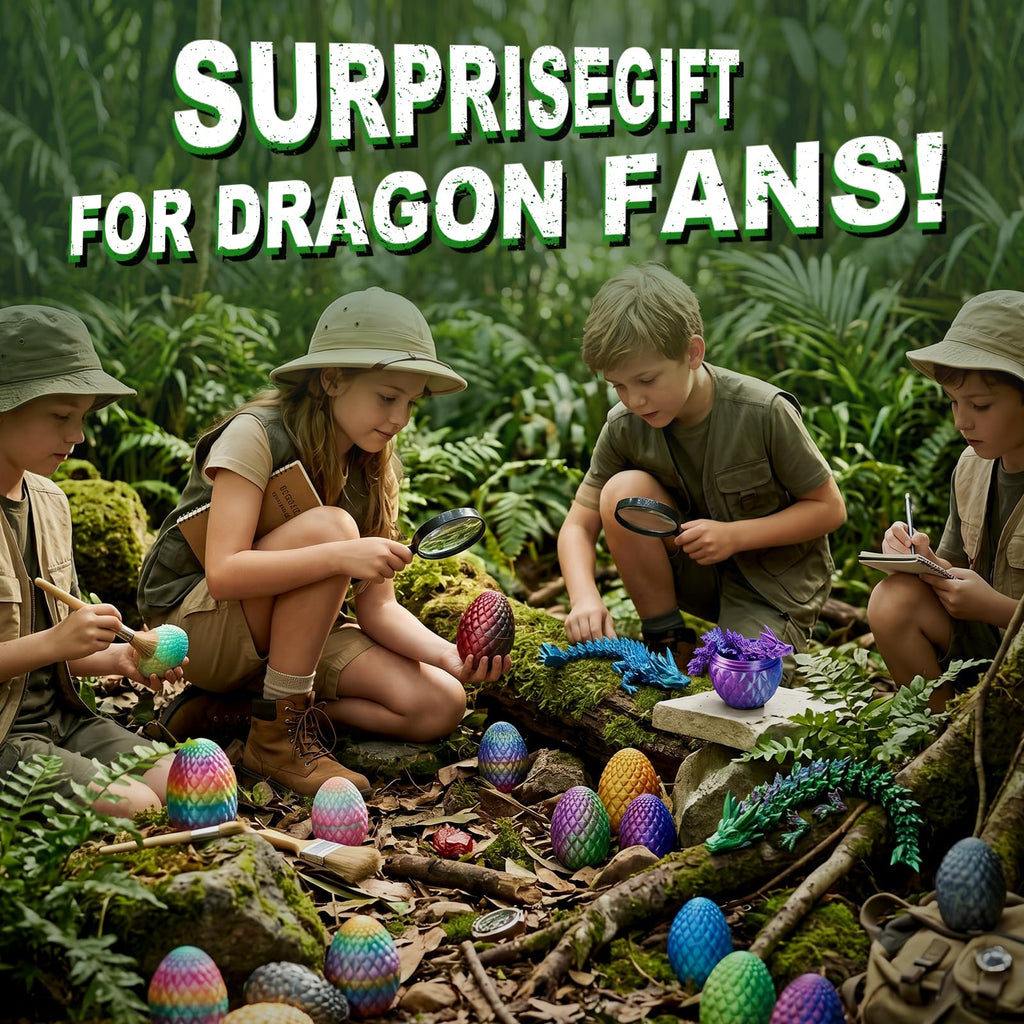 12PCS 3D Printed Dragon Eggs,Prefilled Easter Eggs with Dragon Fidget Toys