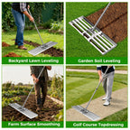 30" x 10" Lawn Leveling Rake, 304 Stainless Steel Soil or Dirt Leveler Tool