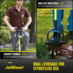 Jardineer Edger Lawn Tool Manual, Manual Half Moon Edger with Double V-Shaped Serrated Edge Blade and Wider Handle, Edging Tool for Landscaping, Sidewalks, Lawn Border, Flower Bed and Yard