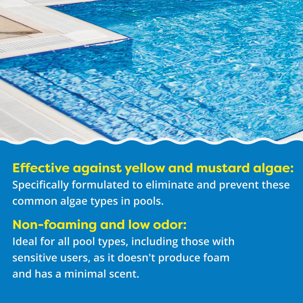 In The Swim Super Algaecide for Above Ground or Inground Swimming Pools – Low Odor, Non-Foaming Preventative for Yellow/Mustard Algae in Swimming Pools - 7.1% Chelated Copper – 1 Quart