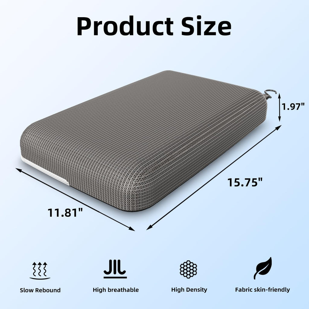 Fasjloctavty Shower Seat Cushion with Non-Slip Silicone Bottom, Shower Chair Cushion for Transfer Benches,Washable 3D Mesh Pad with Hook,Quick Drying Bathtub Chair Pad for Elderly, Pregnancy