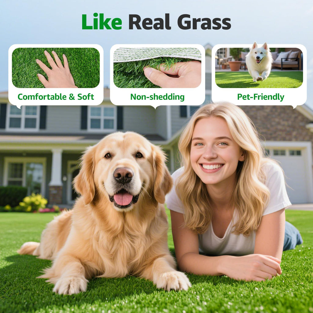 Artificial Grass Fake Turf Grass Outdoor Indoor with Drainage Holes, 3x5FT
